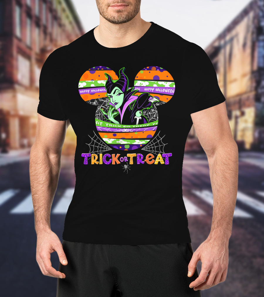 Maleficent Trick Or Treat Halloween Mickey Mouse T-Shirt