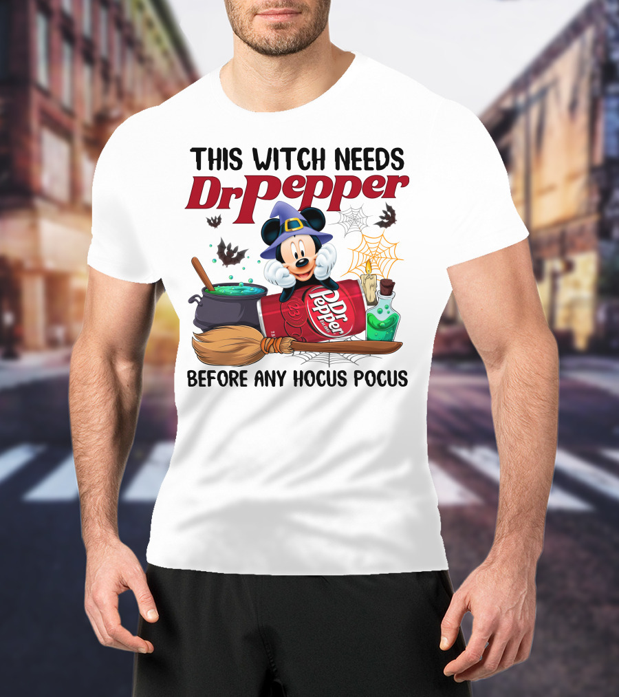 This Witch Needs Dr Pepper Mickey Mouse Hocus Pocus Magic T-Shirt