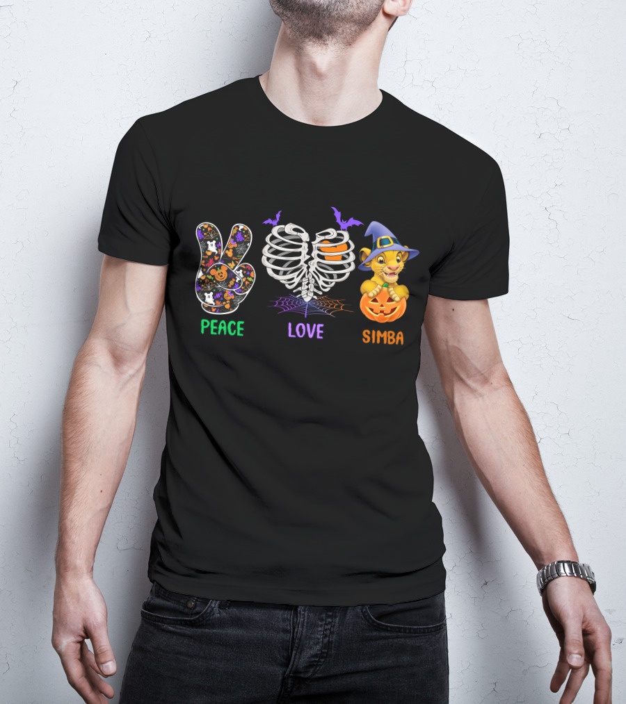 Peace Love Simba Bat Halloween Pumpkin T-Shirt