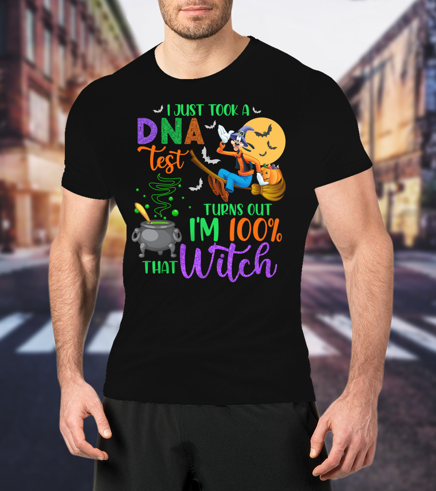 I Just Took A Dna Test Turns Out I'm 100% That Witch Goofy Halloween Moon Bats Cauldron T-Shirt