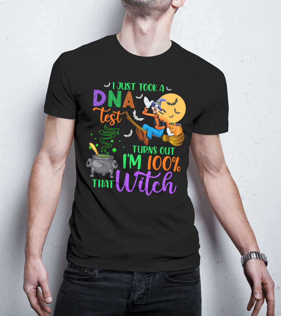 I Just Took A Dna Test Turns Out I'm 100% That Witch Goofy Halloween Moon Bats Cauldron T-Shirt