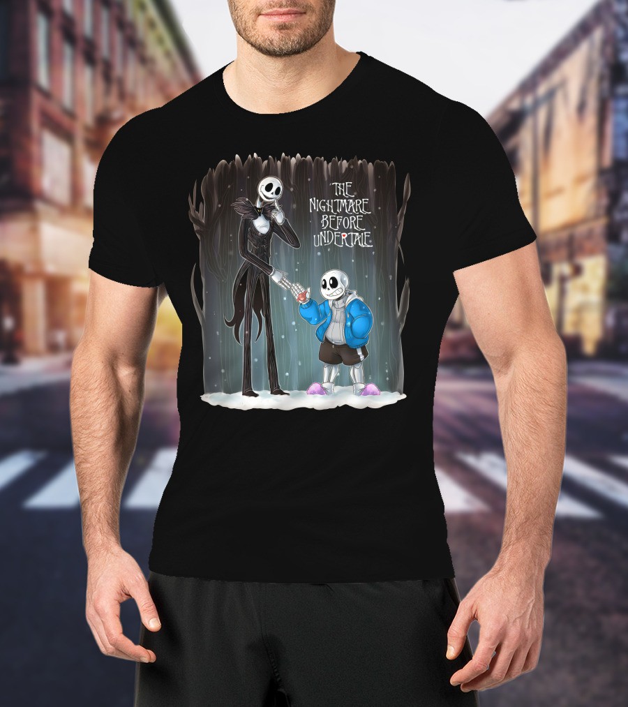 The Nightmare Before Undertale Skeleton Characters Collaboration T-Shirt