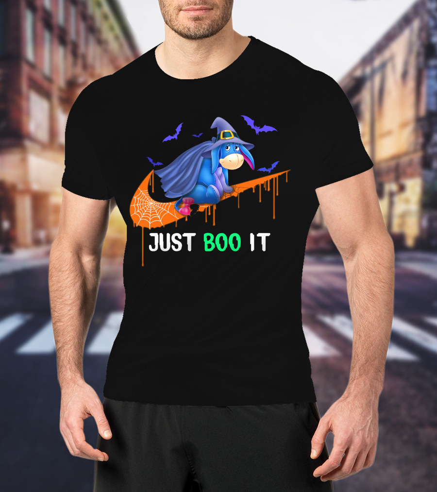 Just Boo It Eeyore Nike Witch Halloween Bats Cobweb T-Shirt
