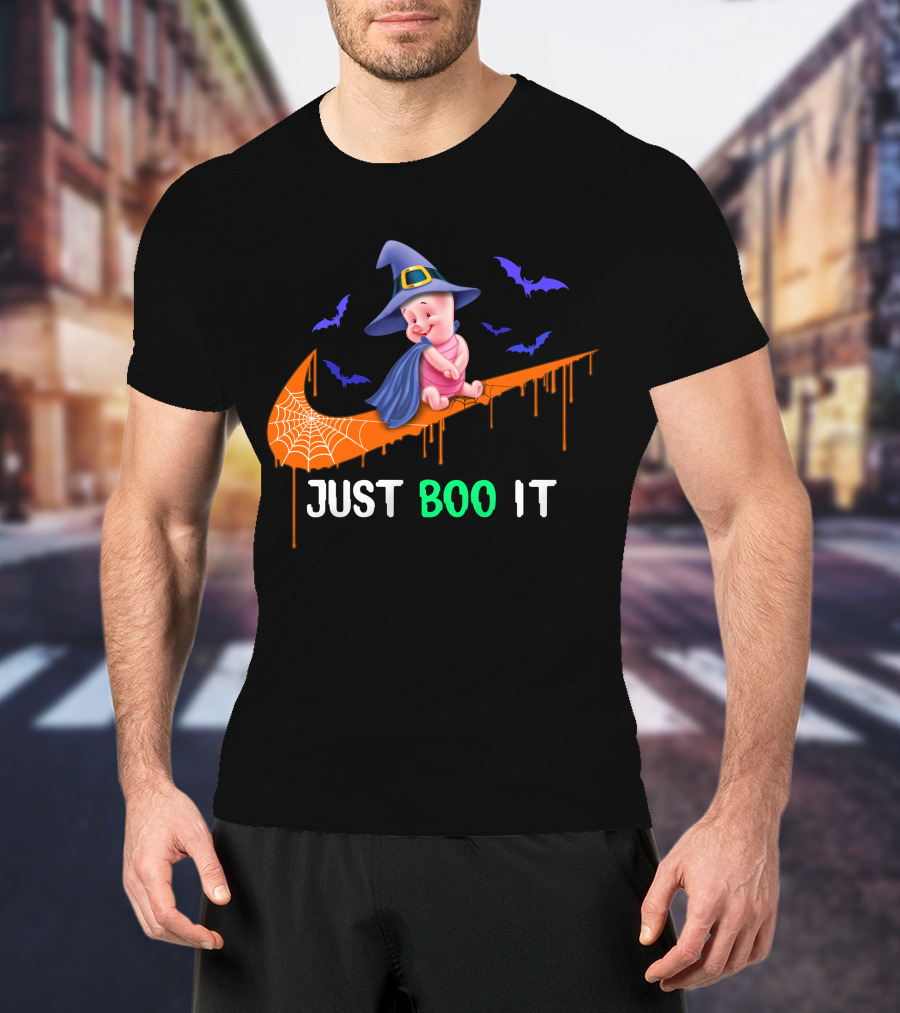 Just Boo It Piglet Halloween Witch Hat Nike Swoosh T-Shirt