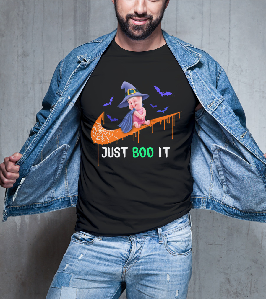 Just Boo It Piglet Halloween Witch Hat Nike Swoosh T-Shirt
