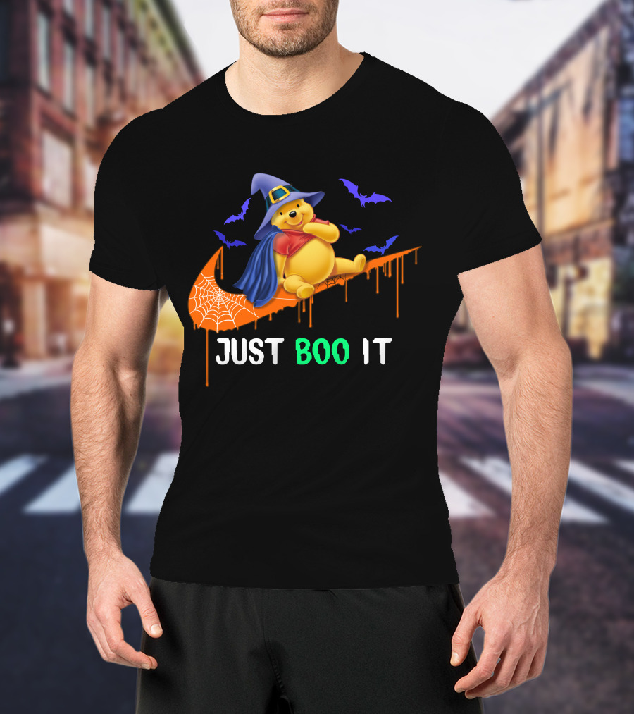 Just Boo It Pooh Halloween Creepy Bats Wizard Hat T-Shirt