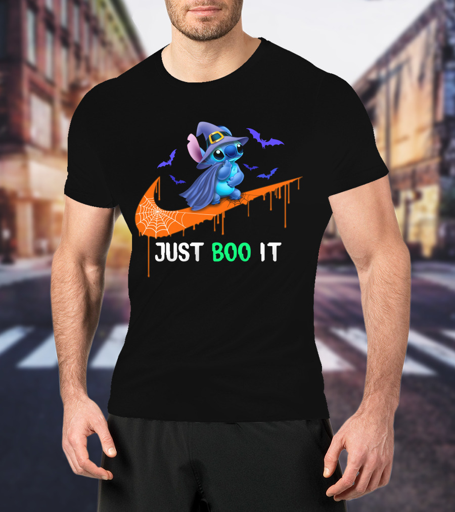 Just Boo It Halloween Stitch Witch Bat Nike Swoosh T-Shirt