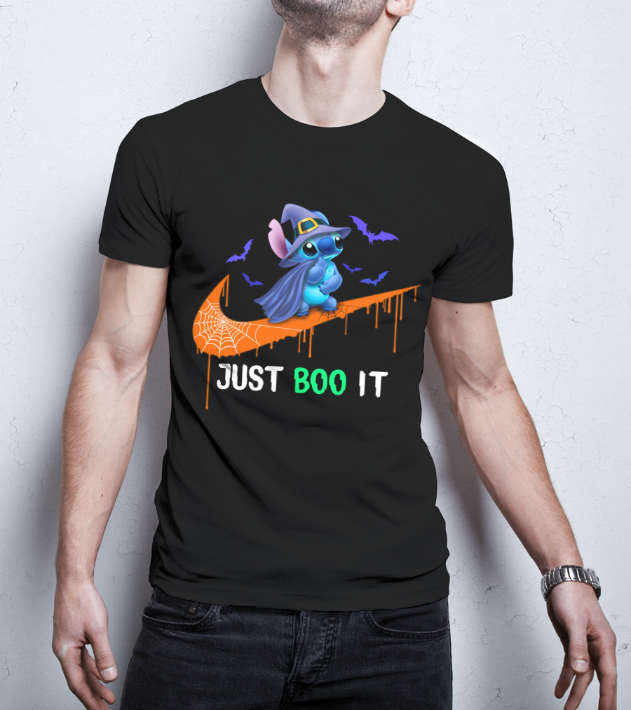 Just Boo It Halloween Stitch Witch Bat Nike Swoosh T-Shirt