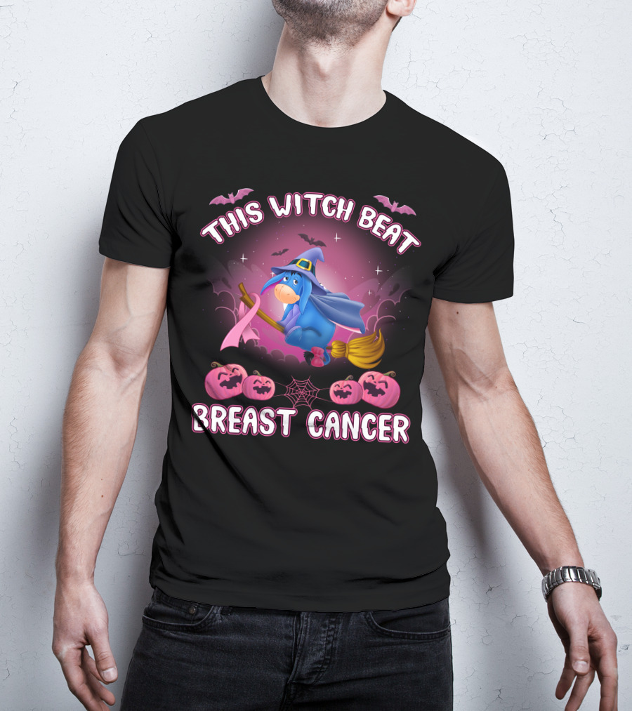 This Witch Beat Breast Cancer Eeyore Broomstick Pumpkins Bat T-Shirt