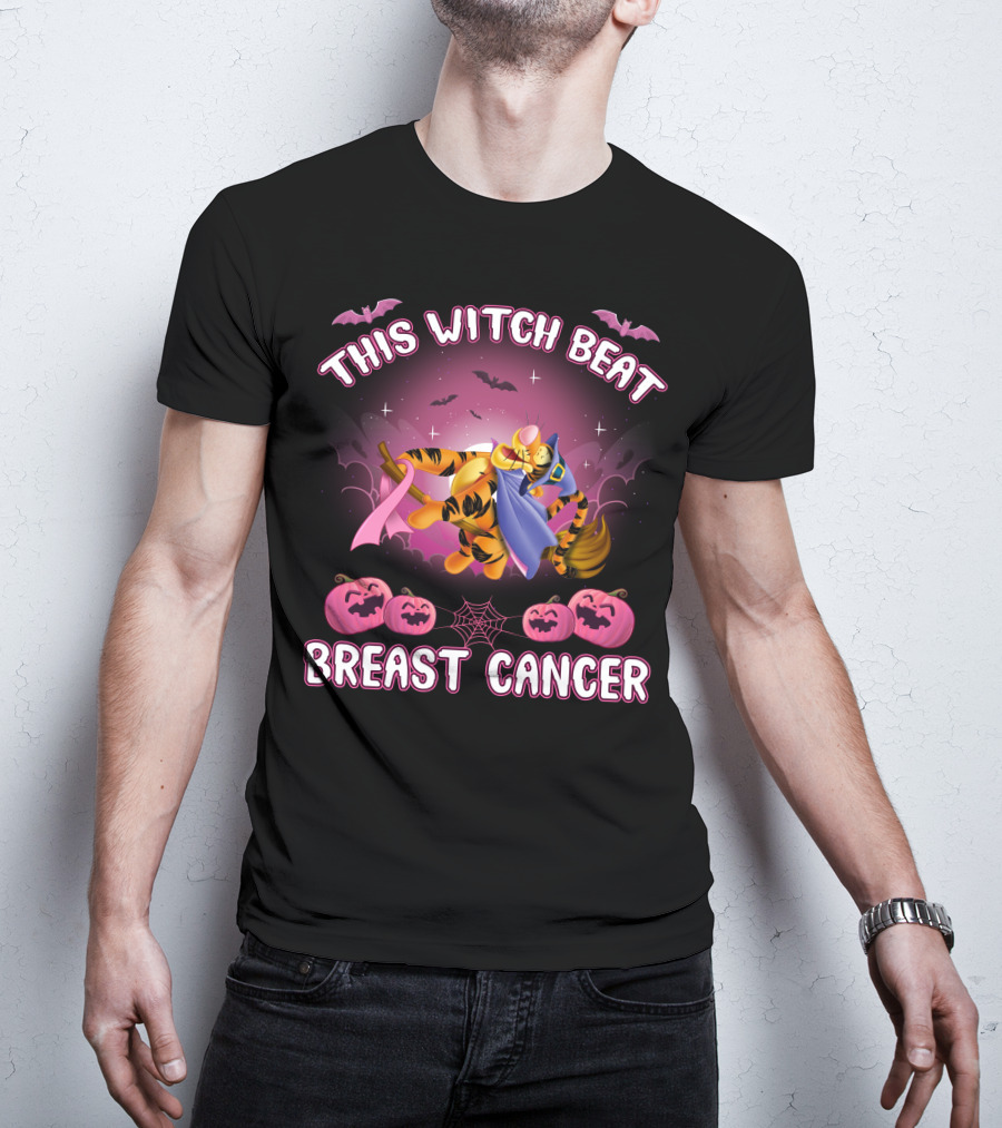 This Witch Beat Breast Cancer Tigger Pink Ribbon Halloween T-Shirt