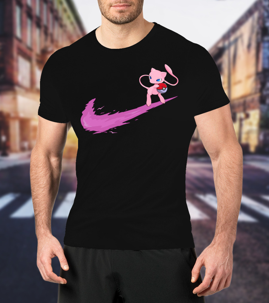 Mew Pokemon Nike Swoosh Pokeball Crossover T-Shirt