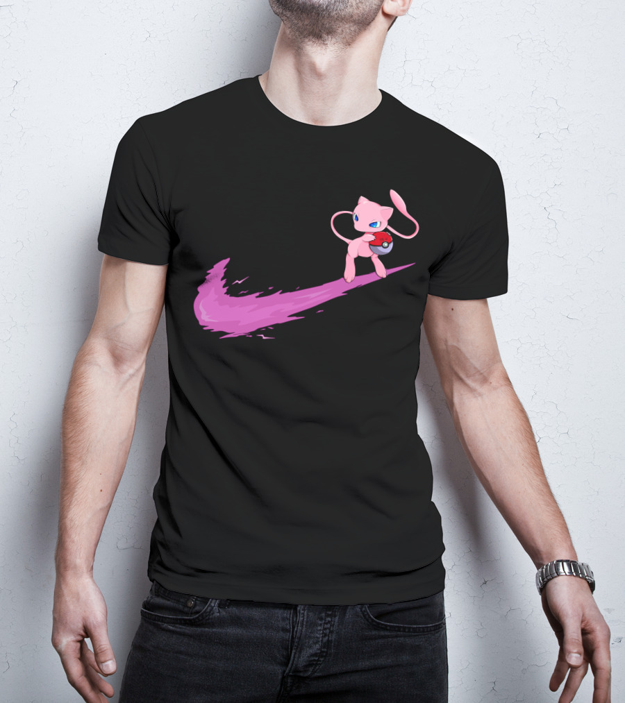 Mew Pokemon Nike Swoosh Pokeball Crossover T-Shirt