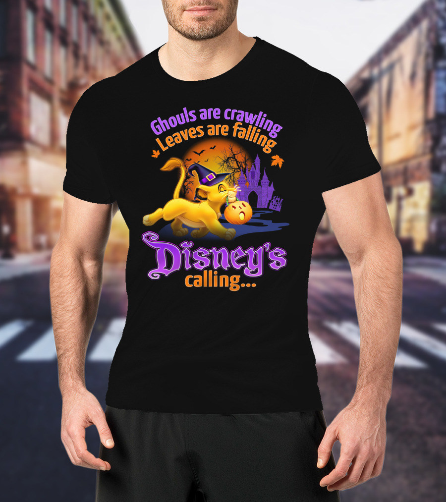 Ghouls Are Crawling Leaves Are Falling Disney's Calling Simba Halloween Scene T-Shirt