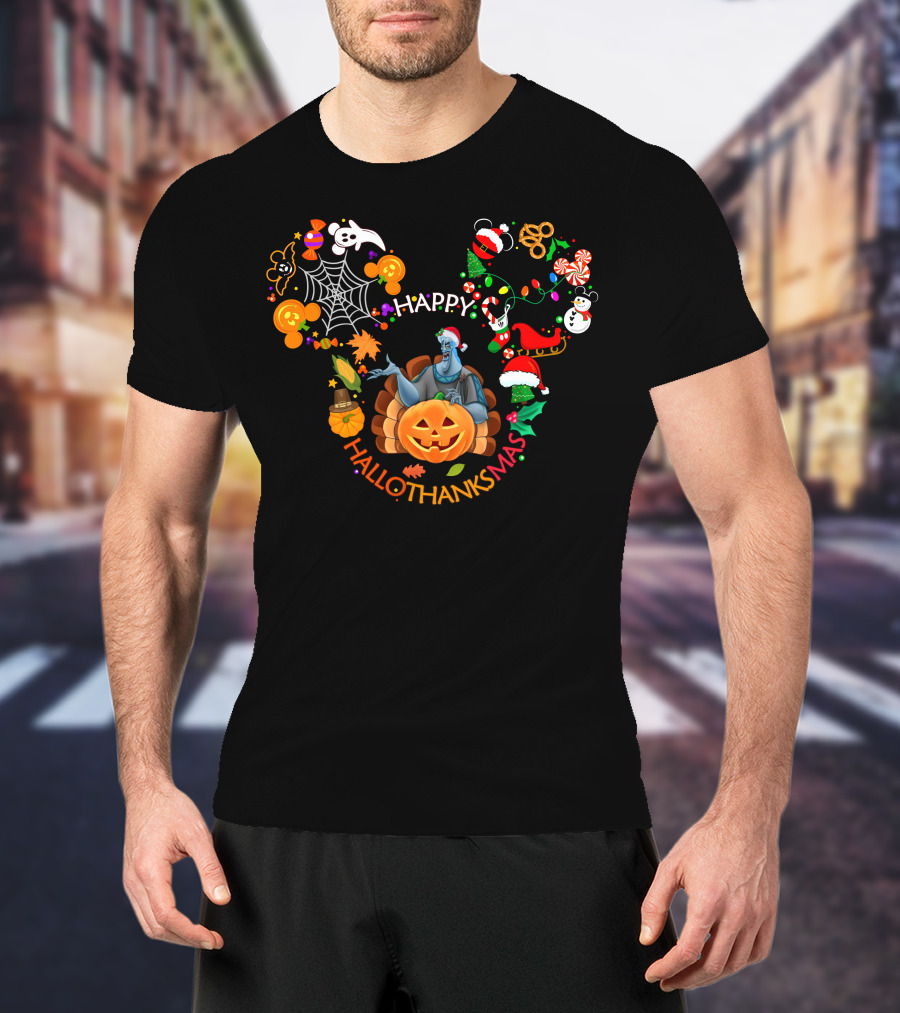 Happy Hallothanksmas Hades Disney Halloween Thanksgiving Christmas Icons T-Shirt