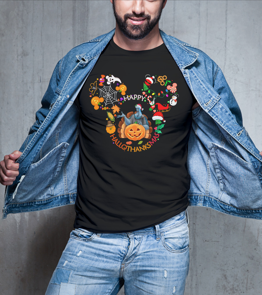 Happy Hallothanksmas Hades Disney Halloween Thanksgiving Christmas Icons T-Shirt