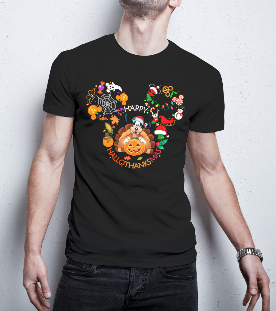 Goofy Happy Hallothanksmas Holiday Mashup Disney Character T-Shirt