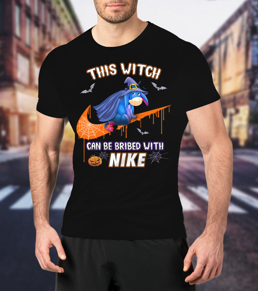 This Witch Can Be Bribed With Nike Eeyore Halloween Bats Pumpkins T-Shirt