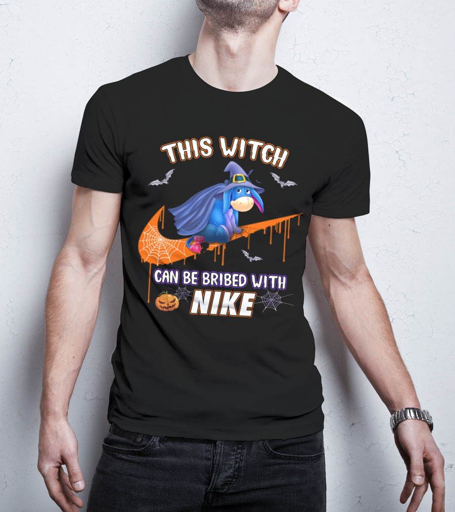 This Witch Can Be Bribed With Nike Eeyore Halloween Bats Pumpkins T-Shirt
