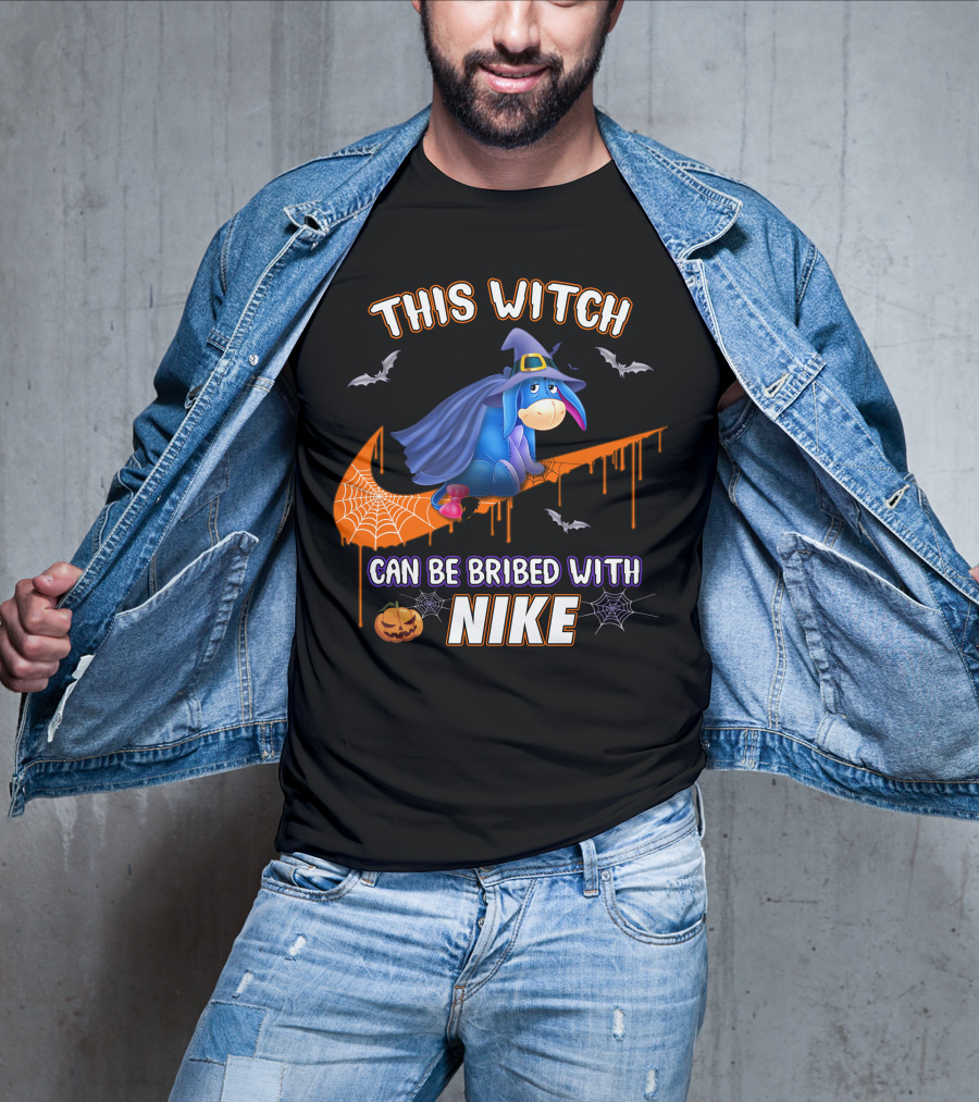 This Witch Can Be Bribed With Nike Eeyore Halloween Bats Pumpkins T-Shirt