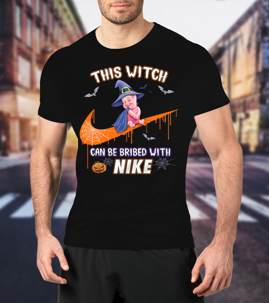 This Witch Can Be Bribed With Nike Piglet Halloween Theme T-Shirt