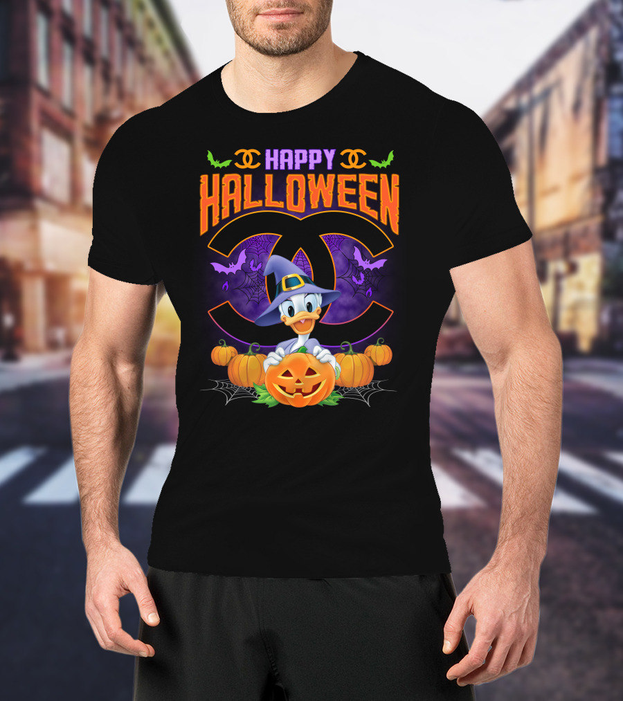 Happy Halloween Daisy Pumpkin Bats Spiders Duck T-Shirt