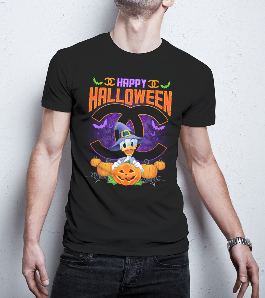 Happy Halloween Daisy Pumpkin Bats Spiders Duck T-Shirt