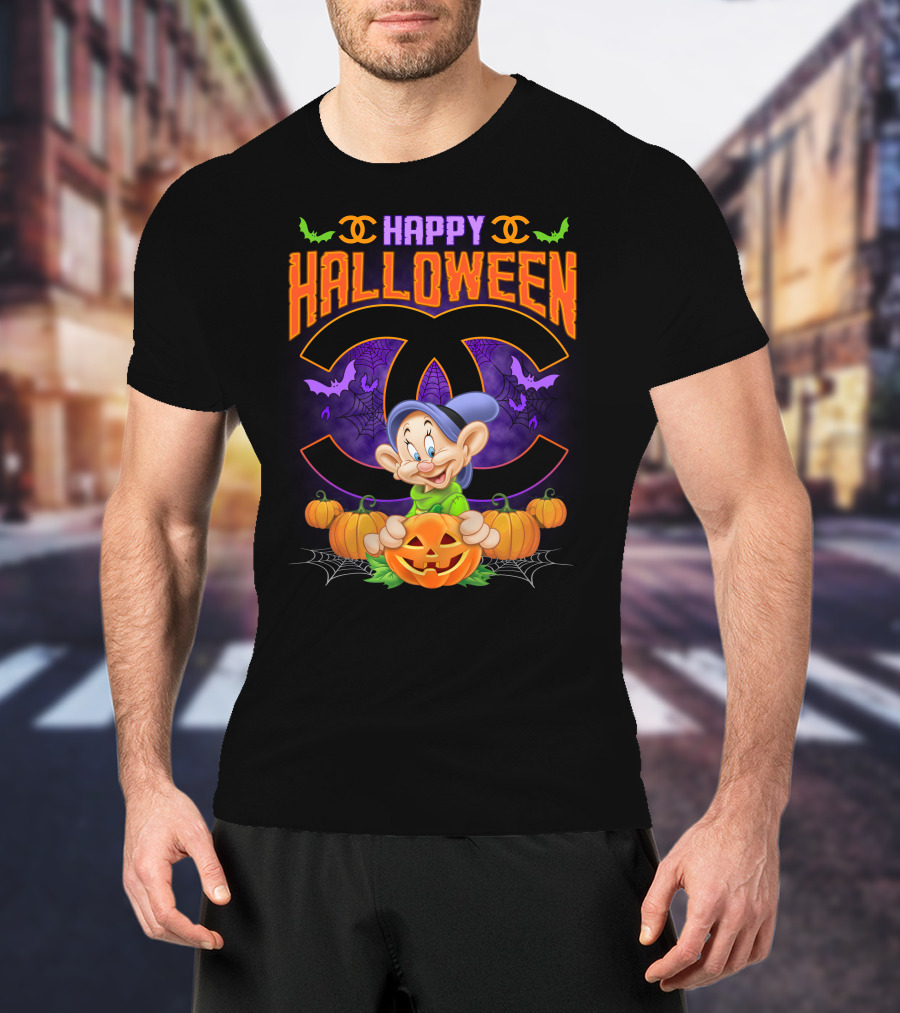 Happy Halloween Dopey Chanel Pumpkin Bats T-Shirt