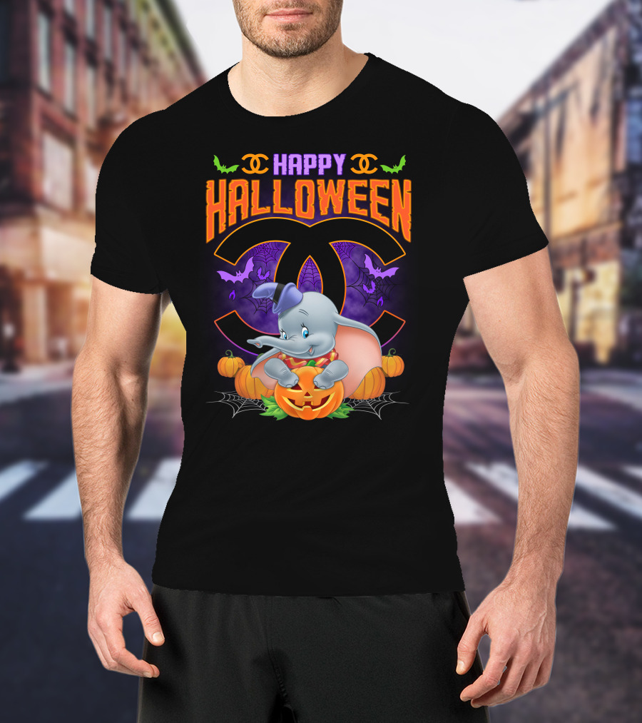Dumbo Happy Halloween Pumpkins And Bats T-Shirt