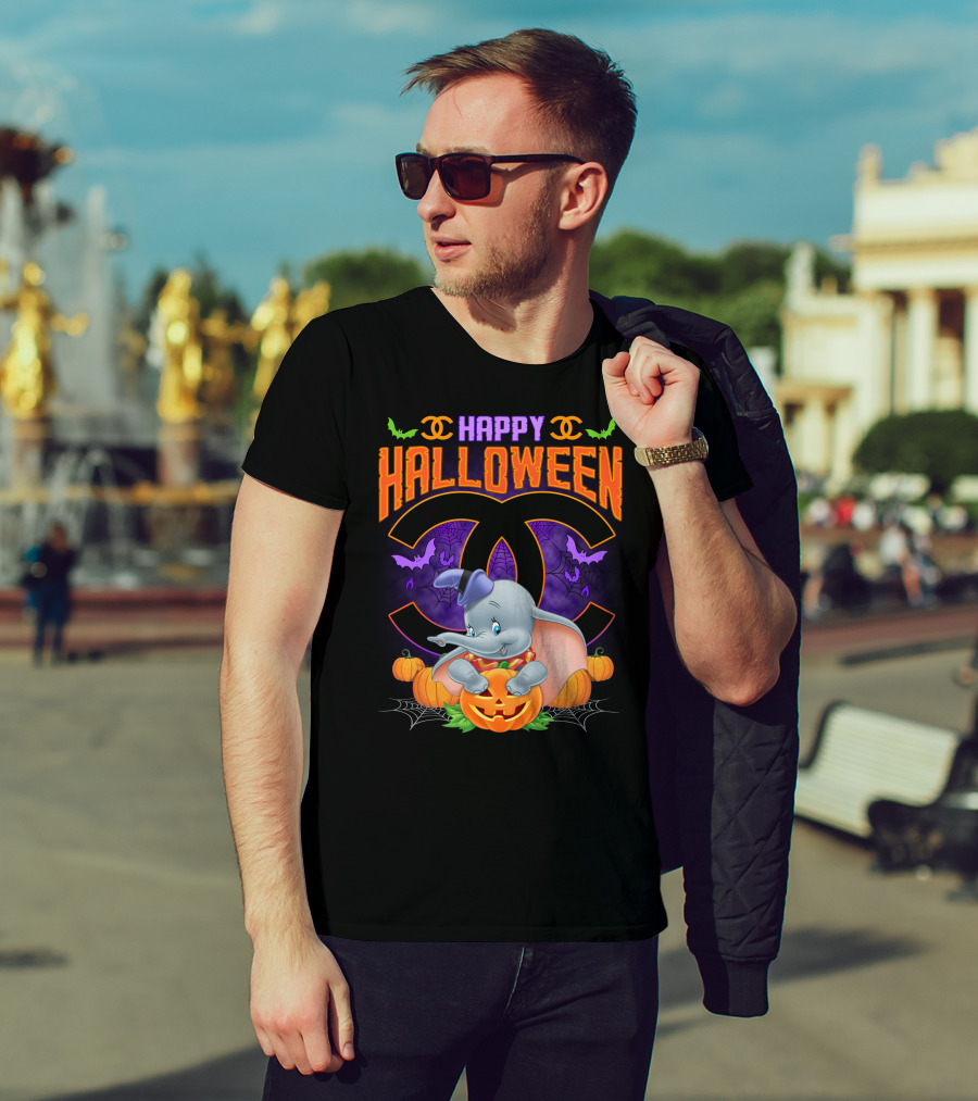 Dumbo Happy Halloween Pumpkins And Bats T-Shirt
