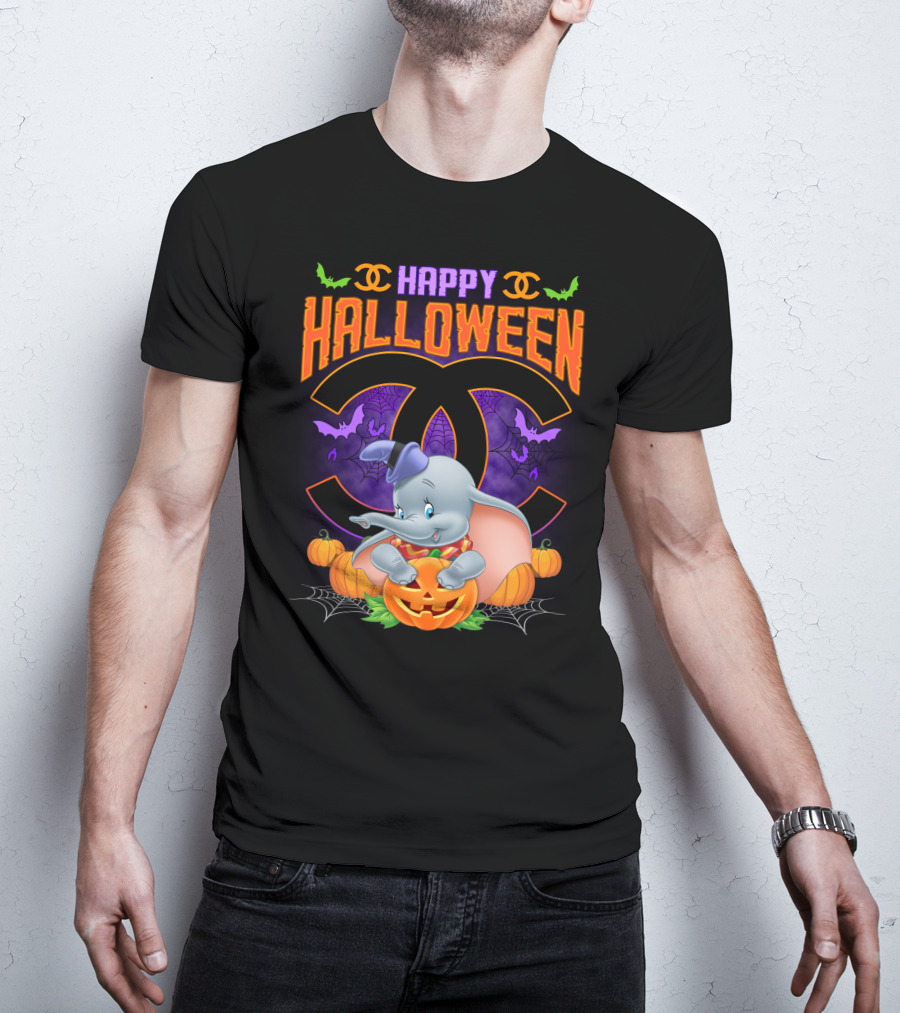 Dumbo Happy Halloween Pumpkins And Bats T-Shirt