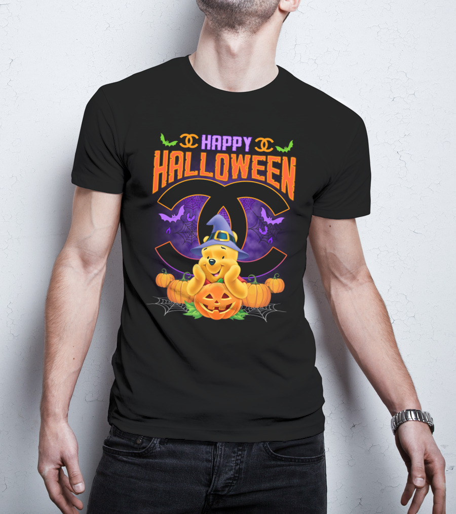 Happy Halloween Pooh Pumpkins Bat Spells T-Shirt