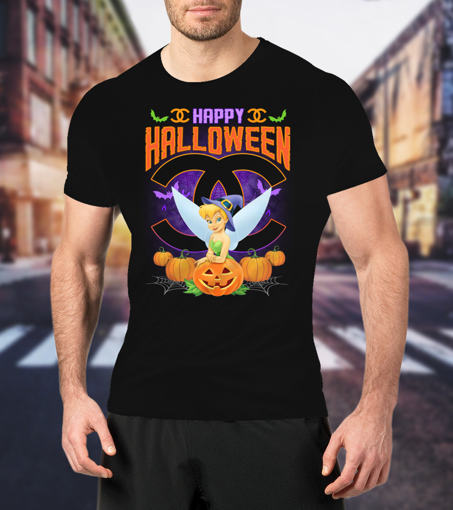 Happy Halloween Tinker Bell Pumpkins Bat Wings T-Shirt