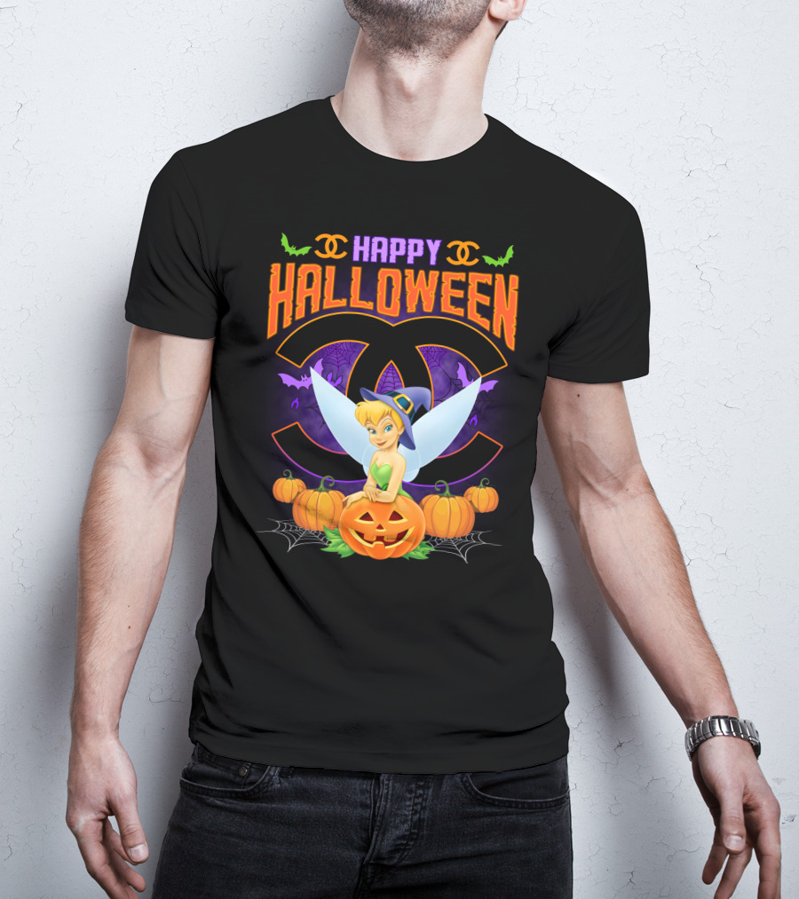 Happy Halloween Tinker Bell Pumpkins Bat Wings T-Shirt