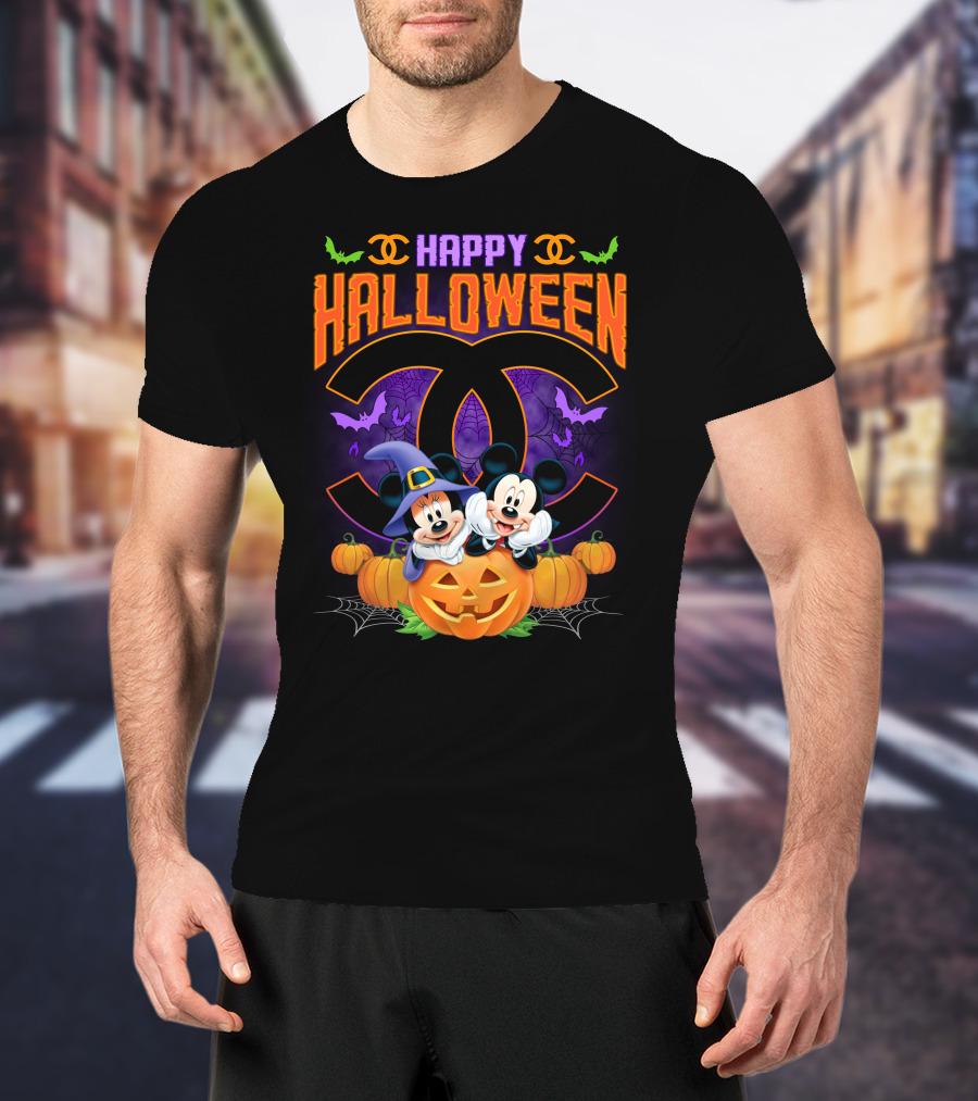 Happy Halloween Mickey Minnie Pumpkin Bat Costume T-Shirt