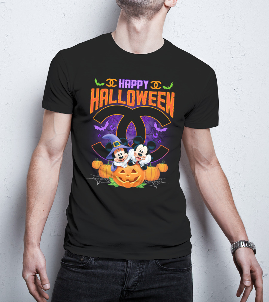 Happy Halloween Mickey Minnie Pumpkin Bat Costume T-Shirt