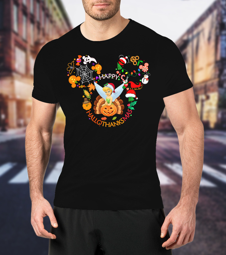 Happy Hallothanksmas Tinker Bell Holiday Mashup T-Shirt