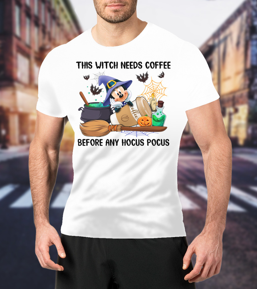 Minnie This Witch Needs Coffee Before Any Hocus Pocus T-Shirt