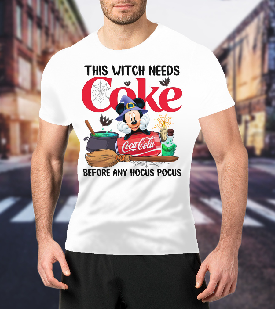This Witch Needs Coke Before Any Hocus Pocus Mickey Halloween Coca-Cola T-Shirt