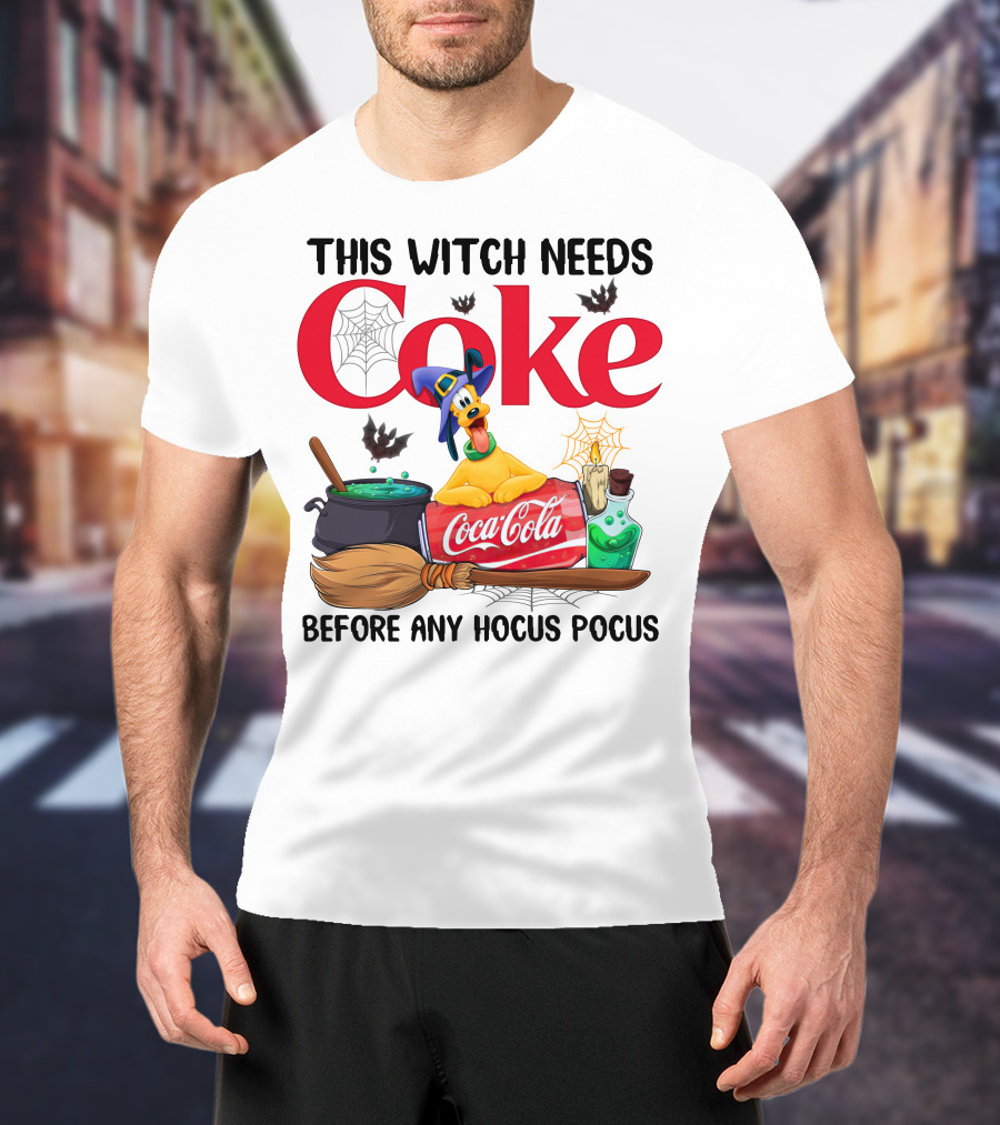 This Witch Needs Coke Pluto Coca-Cola Halloween Theme Before Any Hocus Pocus T-Shirt