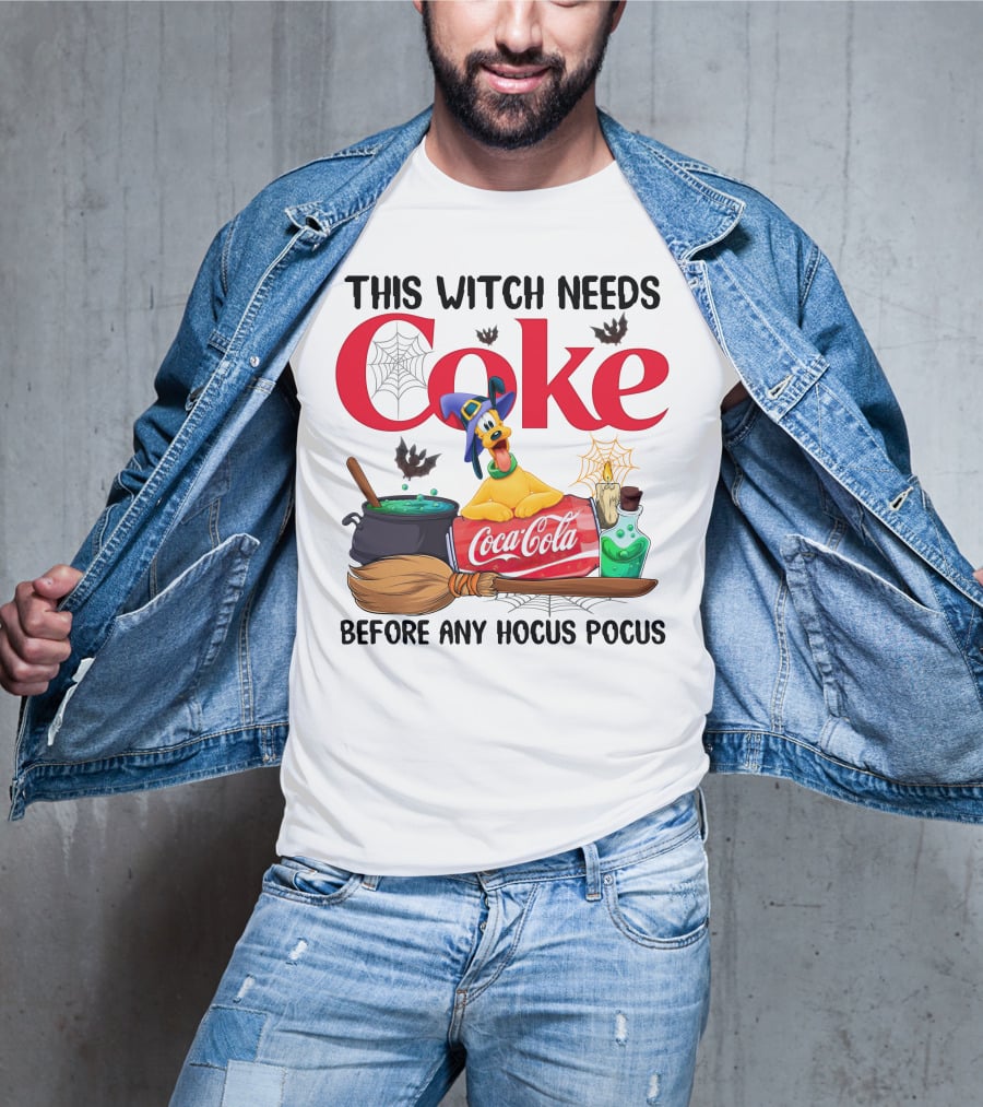 This Witch Needs Coke Pluto Coca-Cola Halloween Theme Before Any Hocus Pocus T-Shirt