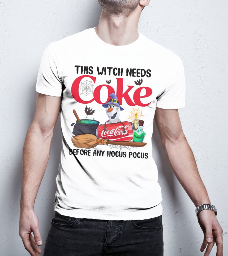 This Witch Needs Coke Before Any Hocus Pocus Coca-Cola Olaf Halloween T-Shirt