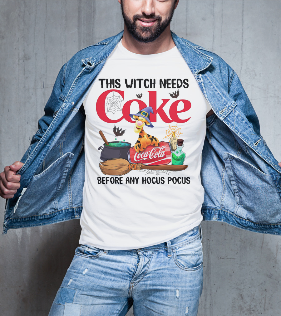 This Witch Needs Coke Before Any Hocus Pocus Coca-Cola Tigger Halloween T-Shirt