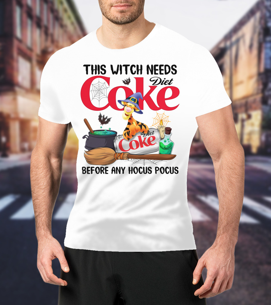 This Witch Needs Diet Coke Before Any Hocus Pocus Tigger T-Shirt