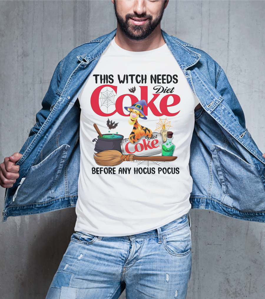 This Witch Needs Diet Coke Before Any Hocus Pocus Tigger T-Shirt