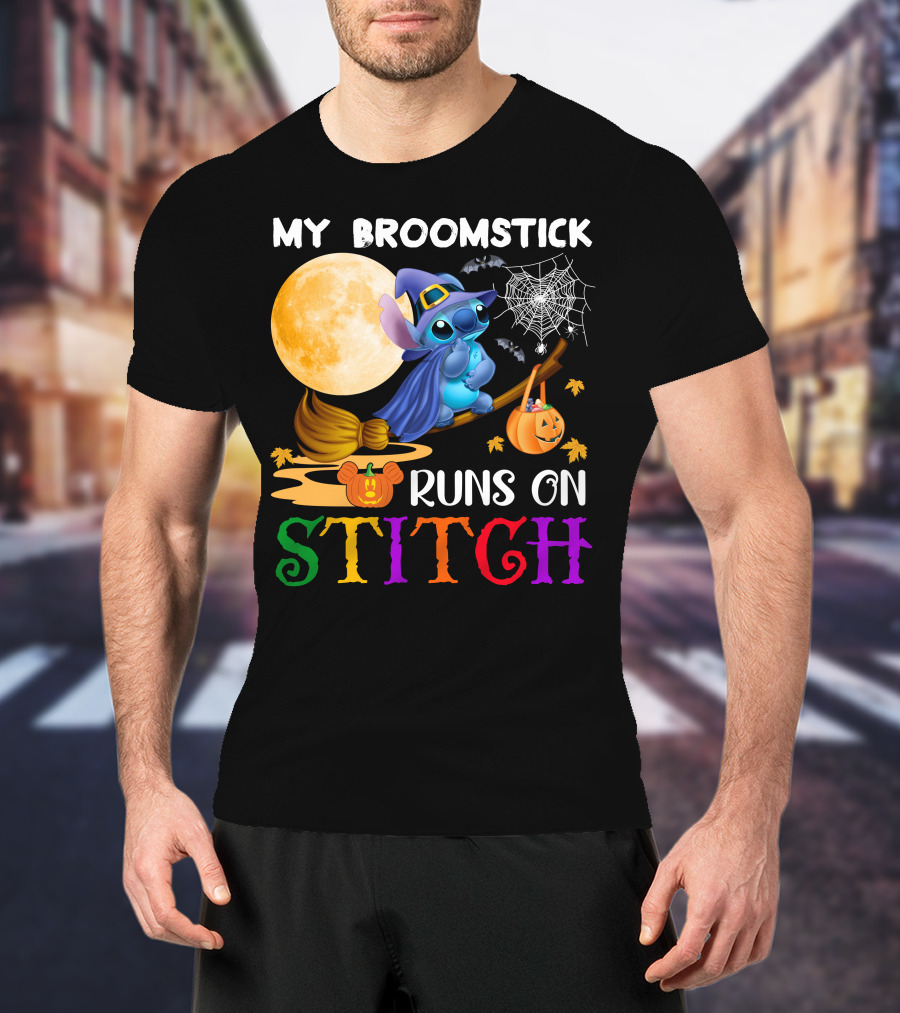 My Broomstick Runs On Stitch T-Shirt