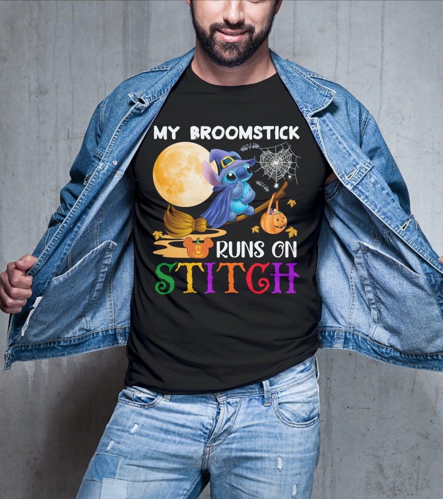 My Broomstick Runs On Stitch T-Shirt