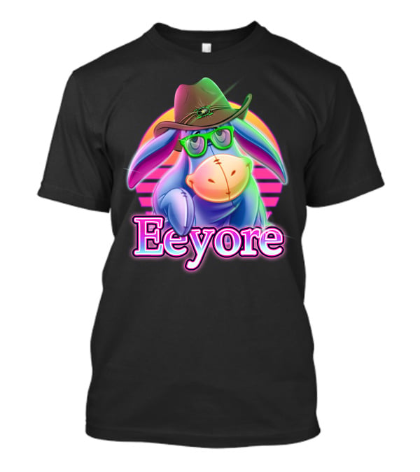 Eeyore Retro Neon Cowboy Hat And Glasses T-Shirt