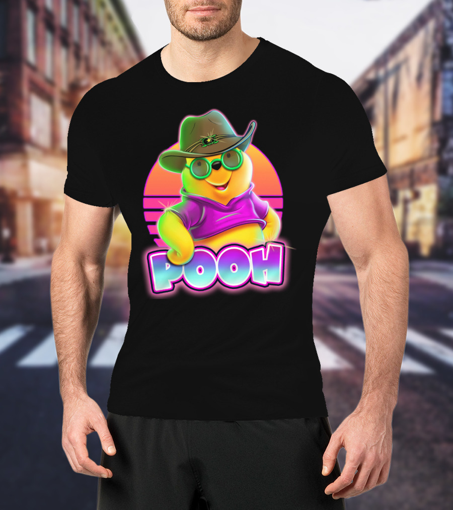 Pooh Retro Neon Style With Sunglasses And Hat T-Shirt