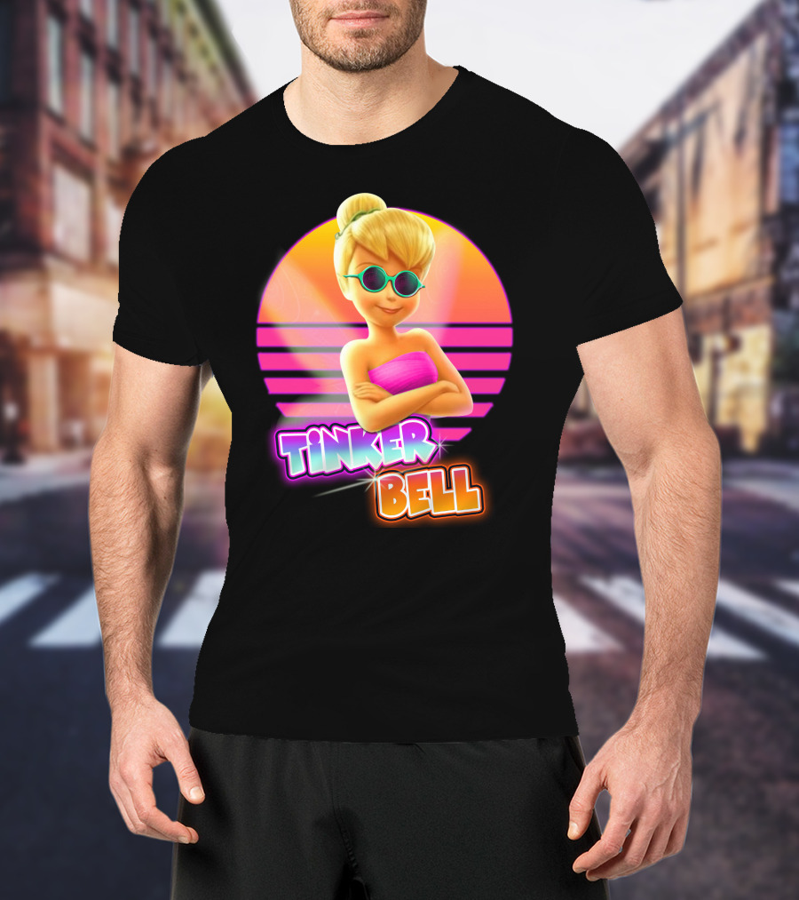 Tinker Bell Retro Sunset Style Cool Sunglasses T-Shirt