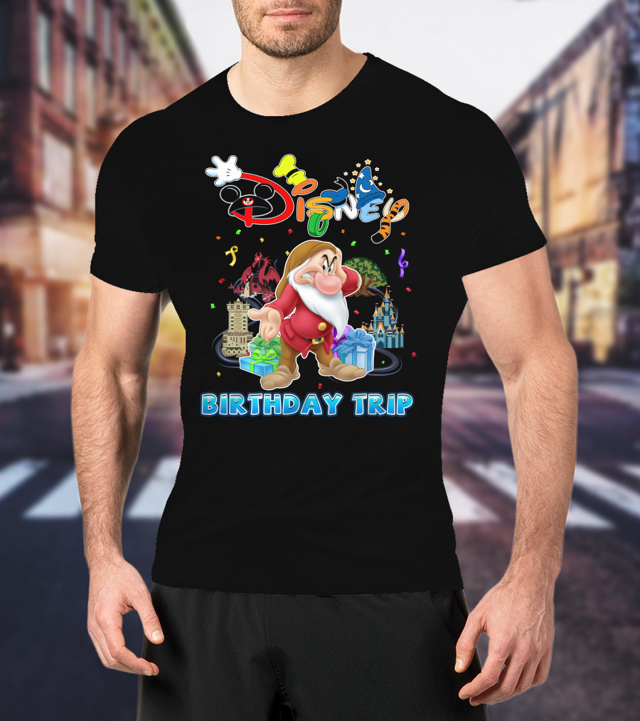 Grumpy Disney Birthday Trip With Mickey Mouse And Castle T-Shirt